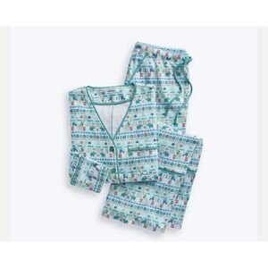 Summersalt Pajama Set Womens Medium Blue Giraffes Print 100% Breathable Cotton